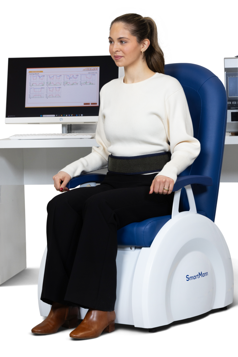 Patientin bei der Biofeedback-Therapie auf dem HnJ-7000